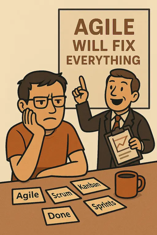 A fed up developer being shown the values of agile.