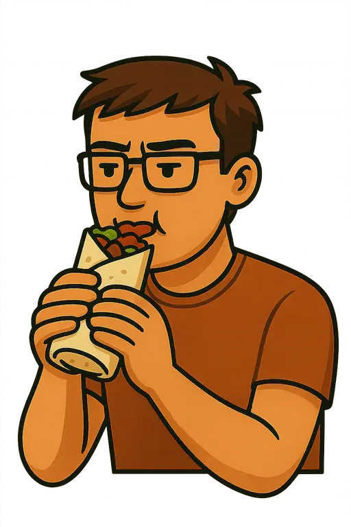 Developer enjoying his burrito