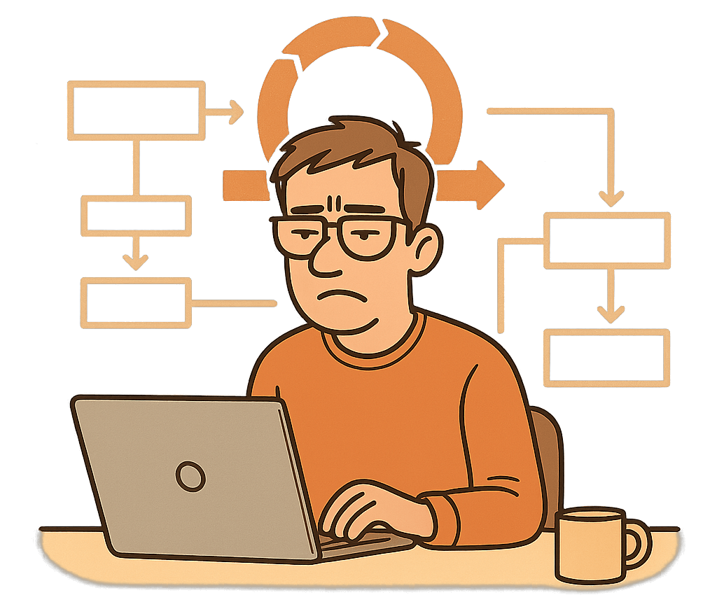 Developer dealing with scrum process