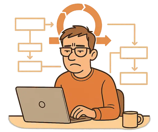 Developer dealing with scrum process